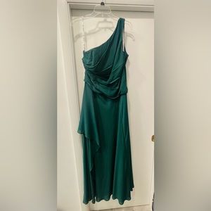 Celebrate DB Studio bridesmaid dress, One Shoulder, Juniper Green, size 14